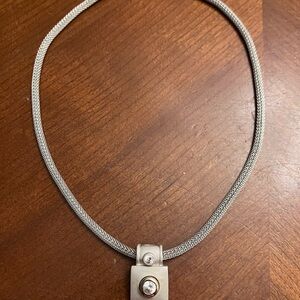 Vintage Piscitelli Silver tone Necklace with Crystal Accents